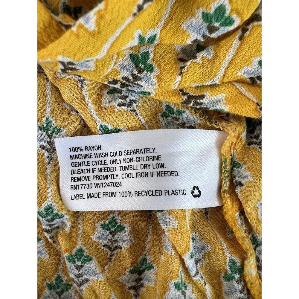 Rhode Dainty Lotus Print Wrap Top Yellow/Turquoise Sz XS Long Sleeve - Picture 8 of 10